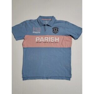 (#2) Parish Nation  Short Sleeve Polo Shirt Size Men's Medium Blue And Pink